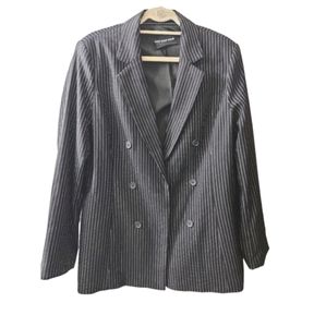 Who What Wear Black Pinstripe Blazer